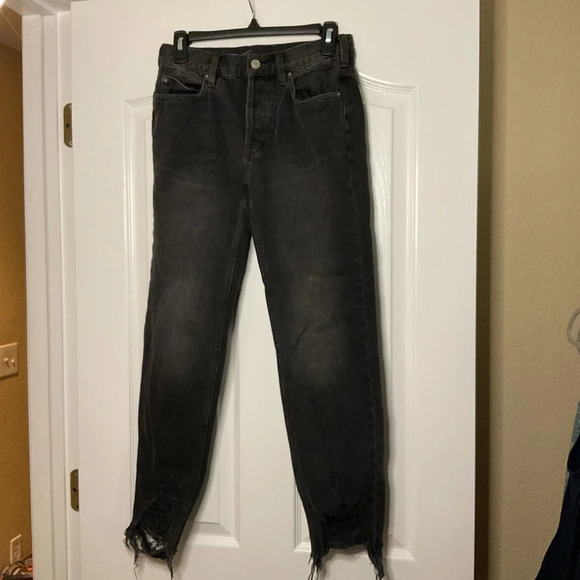 We‎ The Free Womens Distressed Black Denim Regular Midrise Size 24 - Picture 1 of 6
